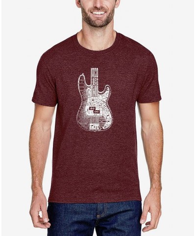 Men's Premium Blend Word Art Bass Guitar T-shirt Red $20.25 T-Shirts